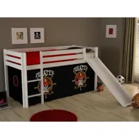lit enfant alize avec toboggan 90x200 cm pin blanc tente pirate des caraïbes